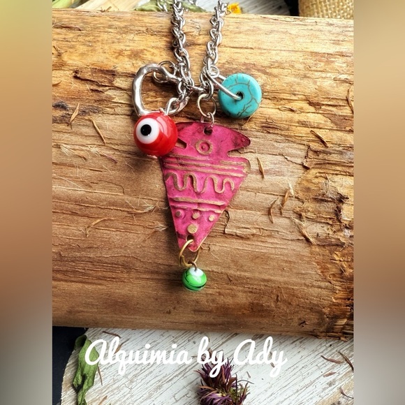 Alquimia Pink and Turquoise Pendant Necklace - Picture 1 of 3